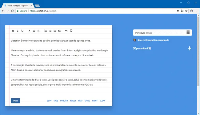 Dictation Digite usando apenas a voz com o Dictation