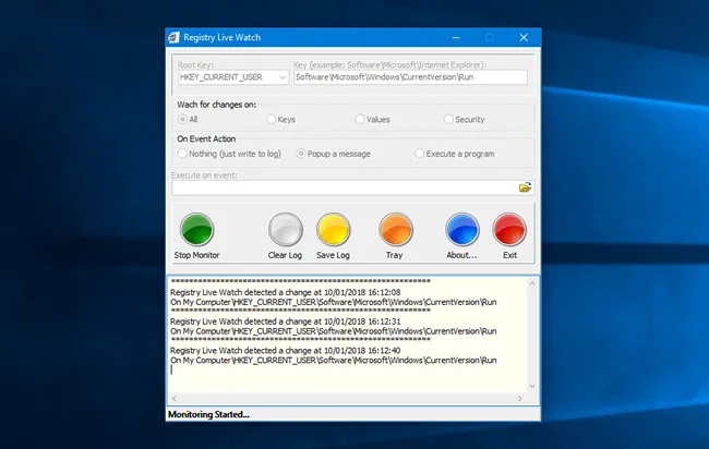 Registry Live Watch Monitore o registro do Windows com o Registry Live Watch