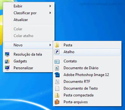 Como criar atalhos na área de trabalho para desligar, reiniciar e hibernar o Windows 7 - img01