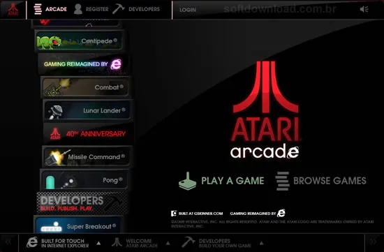 Atari Arcade Jogue 8 jogos clássicos do Atari direto do navegador