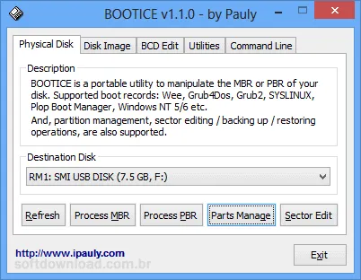 Bootice Imagem 01 - Como restaurar a capacidade de armazenamento de seu pendrive