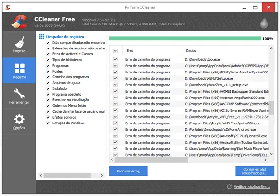 Limpeza de registro - CCleaner Como fazer uma faxina no PC usando o CCleaner - Limpeza de registro