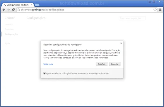Google Chrome - Imagem 3 Como restaurar as configurações padrões do Chrome - Imagem 3