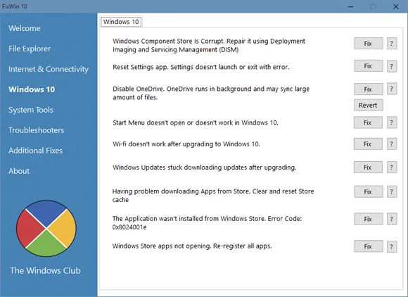 FixWin Repare o Windows 10 com o FixWin