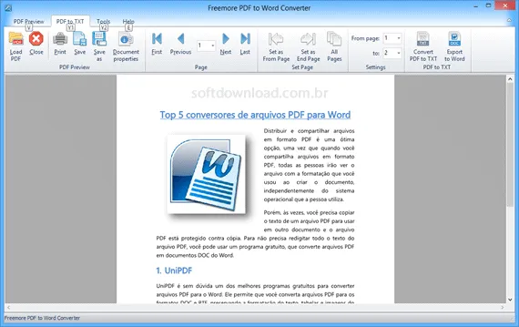 Freemore PDF to Word Converta arquivos PDF em documentos do Word