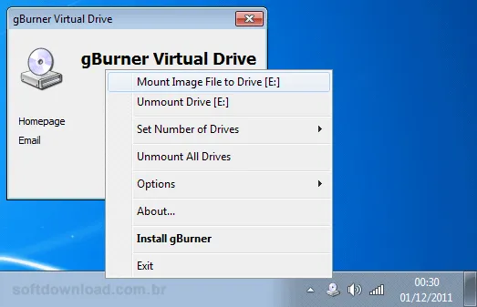 Crie e monte drives virtuais com o gBurner Virtual Drive