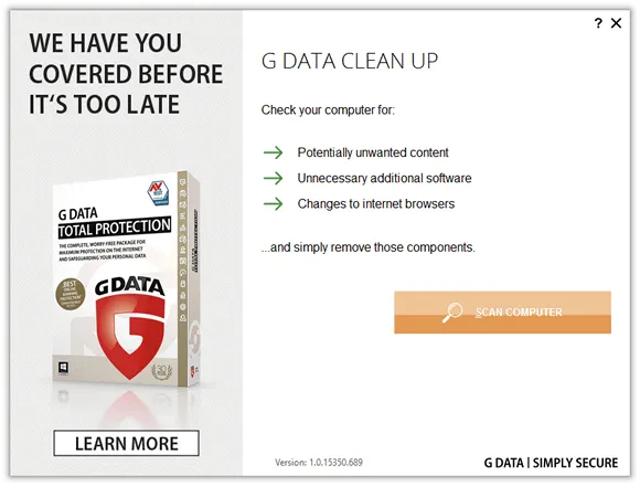 G Data Clean Up Remova programas indesejados com o Clean Up