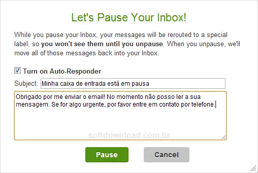 Inbox Pause - Imagem 2 Resposta automática do Inbox Pause