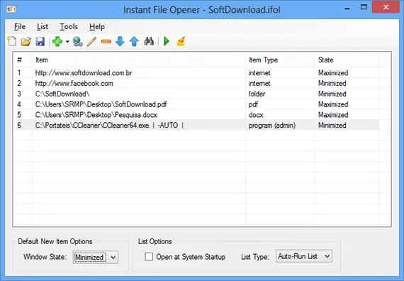 Instant File Opener Abra múltiplos programas, arquivos e pastas com um único clique