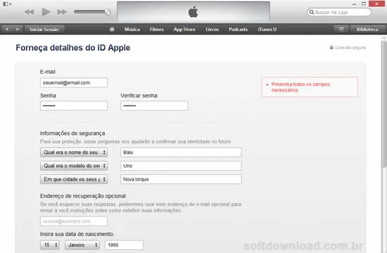 Imagem 5 - Criar conta na iTunes Store Como criar uma conta na iTunes Store sem cartão de crédito - Imagem 5