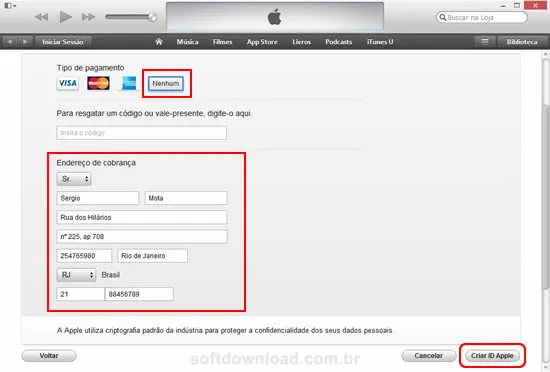 Imagem 6 - Criar conta na iTunes Store Como criar uma conta na AppStore sem cartão de crédito - Imagem 6