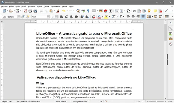 LibreOffice Alternativa gratuita para o Microsoft Office