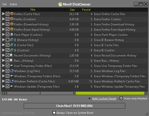 Libere espaço em disco rapidamente com o Moo0 DiskCleaner