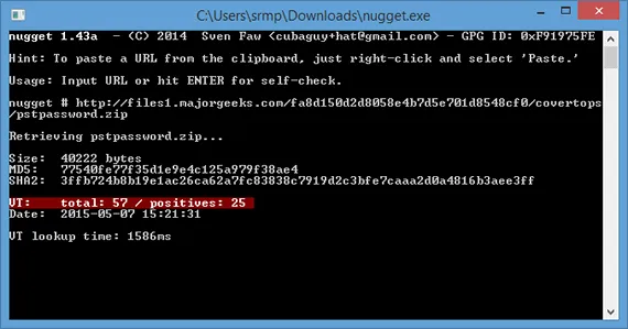 Verifique arquivos no VirusTotal com o Nugget