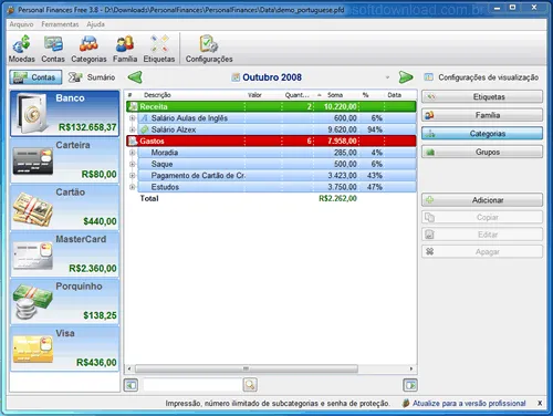 Controle melhor os seus gastos com o Personal Finances Free