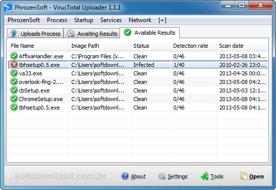 PhrozenSoft VirusTotal Uploader Verifique arquivos no VirusTotal com o PVTUploader