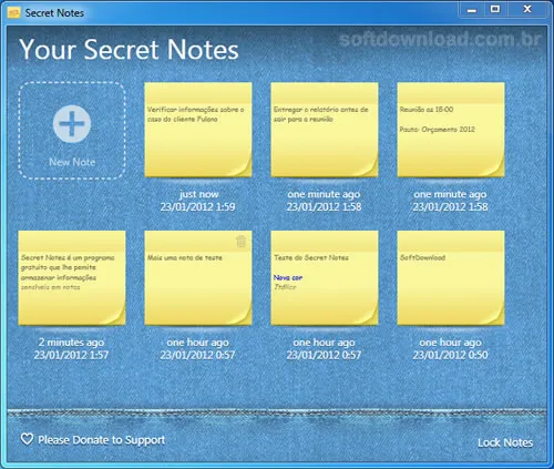SecretNotes - Crie notas autoadesivas protegidas por senha