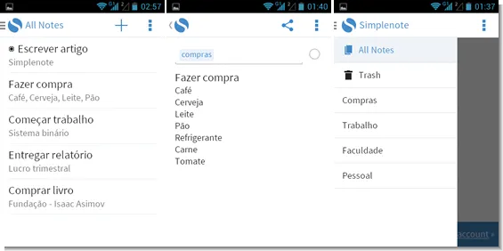 SimpleNote Aplicativo de estudantes para Android - SimpleNote