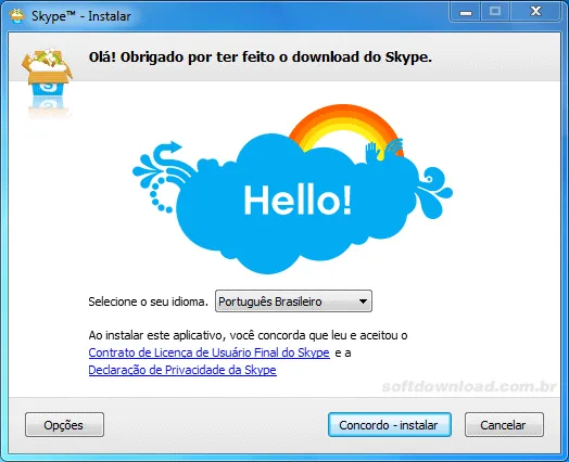 Download do arquivo de instalação offline do Skype