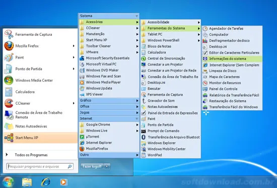 Start Menu XP - Menu Iniciar do XP para Windows 7