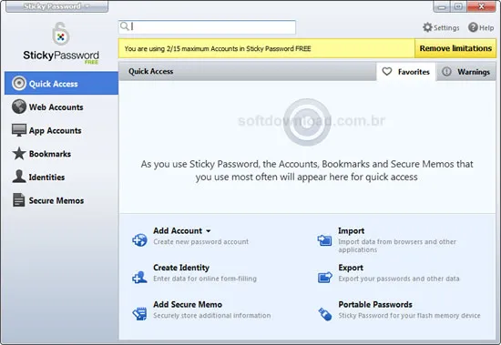 Sticky Password Free Gerenciador de senhas gratuito para Windows