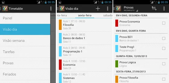 Timetable Aplicativo de estudantes para Android - Timetable