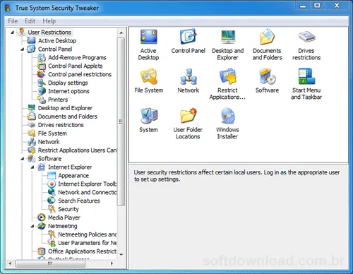 Ajuste as configurações de segurança do Windows com o True System Security Tweaker