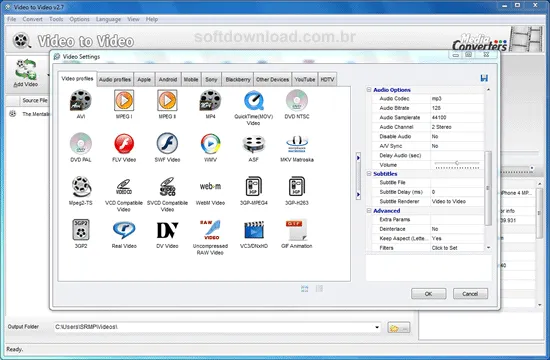 Video to Video Converter Comverta vídeos para mais de 700 dispositivos diferentes
