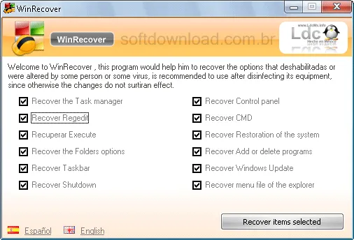 Restaure recursos do Windows com o WinRecover
