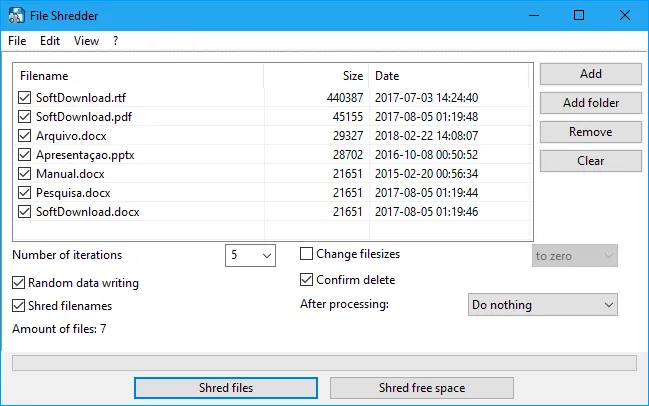 Delete arquivos com o Alternate File Shredder