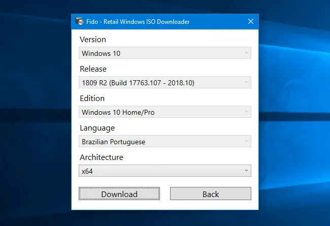 Fido Baixe o Windows 10 e Windows 8.1 com o Fido