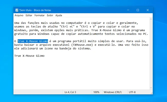 Copie textos automaticamente no Windows com o True X-Mouse Gizmo