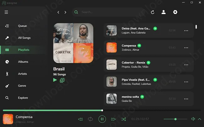 Escute música local e online com o Moosync Escute música local e online com o Moosync