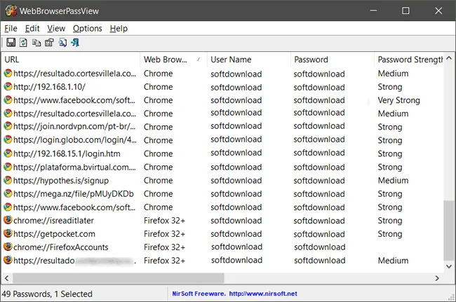 Recupere senhas do navegador com o WebBrowserPassView