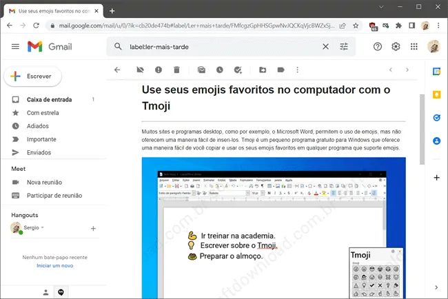 Salve páginas para ler mais tarde com o Forlater.Email