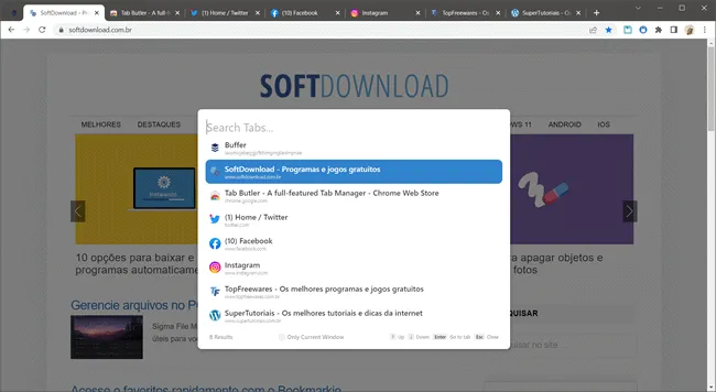 Pesquise as guias abertas no Chrome com o Tab Butler