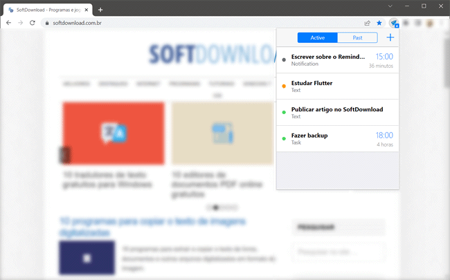 Crie lembretes no Chrome com o Reminders