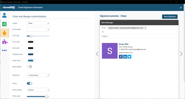 Crie assinaturas de email com o Email Signature Generator
