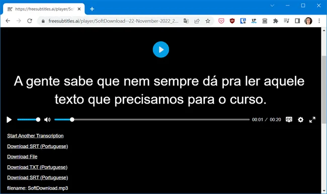 Transcreva áudio em texto com o Freesubtitles.ai