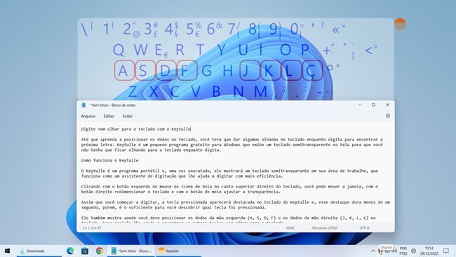 Digite sem olhar para o teclado com o Keytulle