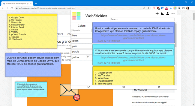 Adicione notas adesivas em sites com o WebStickies
