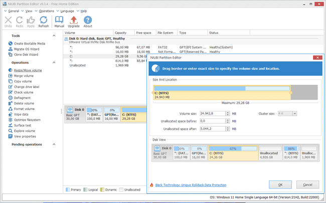 Edite as partições do disco com o NIUBI Partition Editor