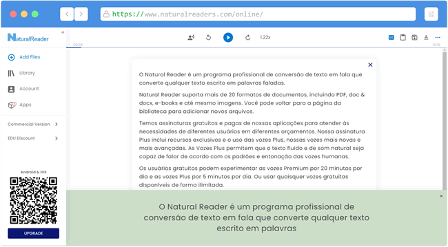 Ouça textos como audiobooks com o Natural Reader