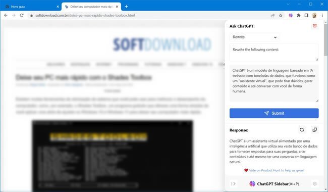 Use o ChatGPT no Chrome com o ChatGPT Sidebar