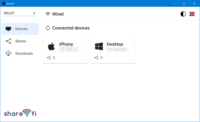 Compartilhe arquivos entre dispositivos o Sharefi