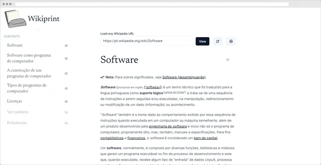 Imprima artigos da Wikipédia com o WikiPrint
