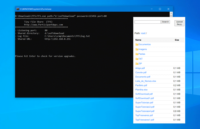 Compartilhe pastas do PC com o celular com o TFS