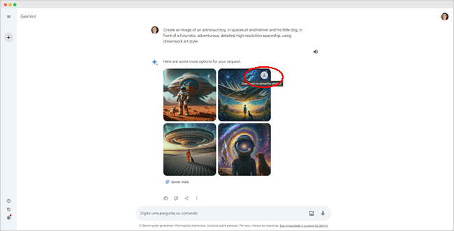 Passo 3 - Como gerar imagens usando o Gemini do Google