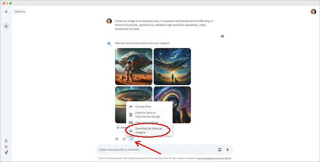 Passo 4 - Como gerar imagens usando o Gemini do Google