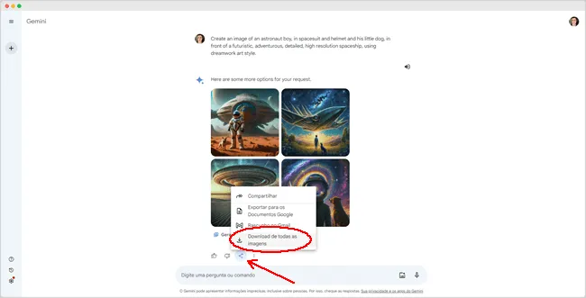 Passo 4 - Como gerar imagens usando o Gemini do Google